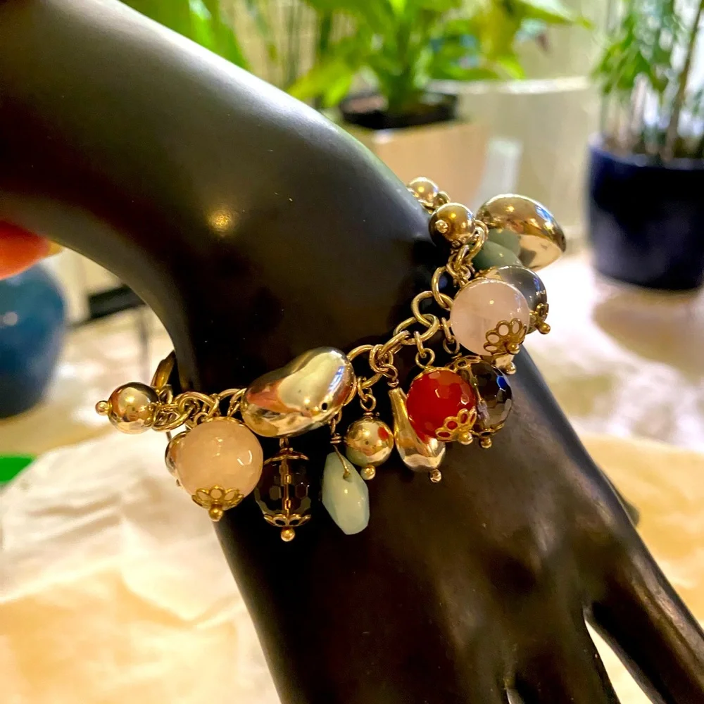 GEMSTONE CHARM BRACELET STERLING SILVER - Picture 6 of 8